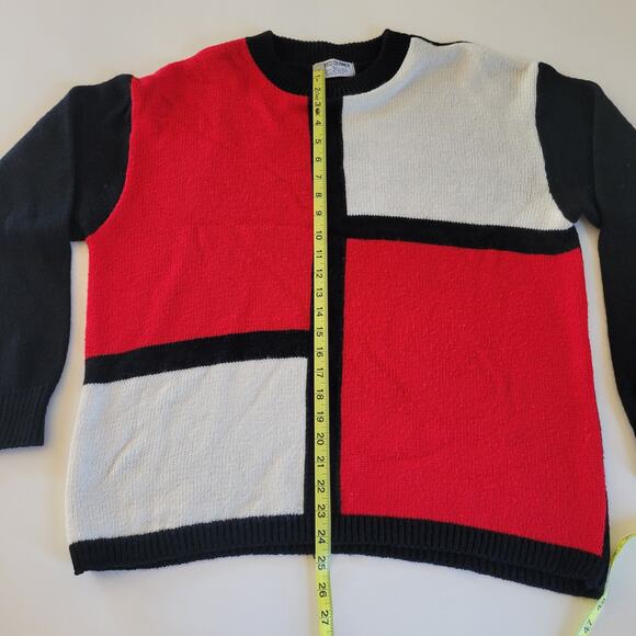Vintage Alfred Dunner Women's Large Geometric Sweater Red White Black - Picture 4 of 5